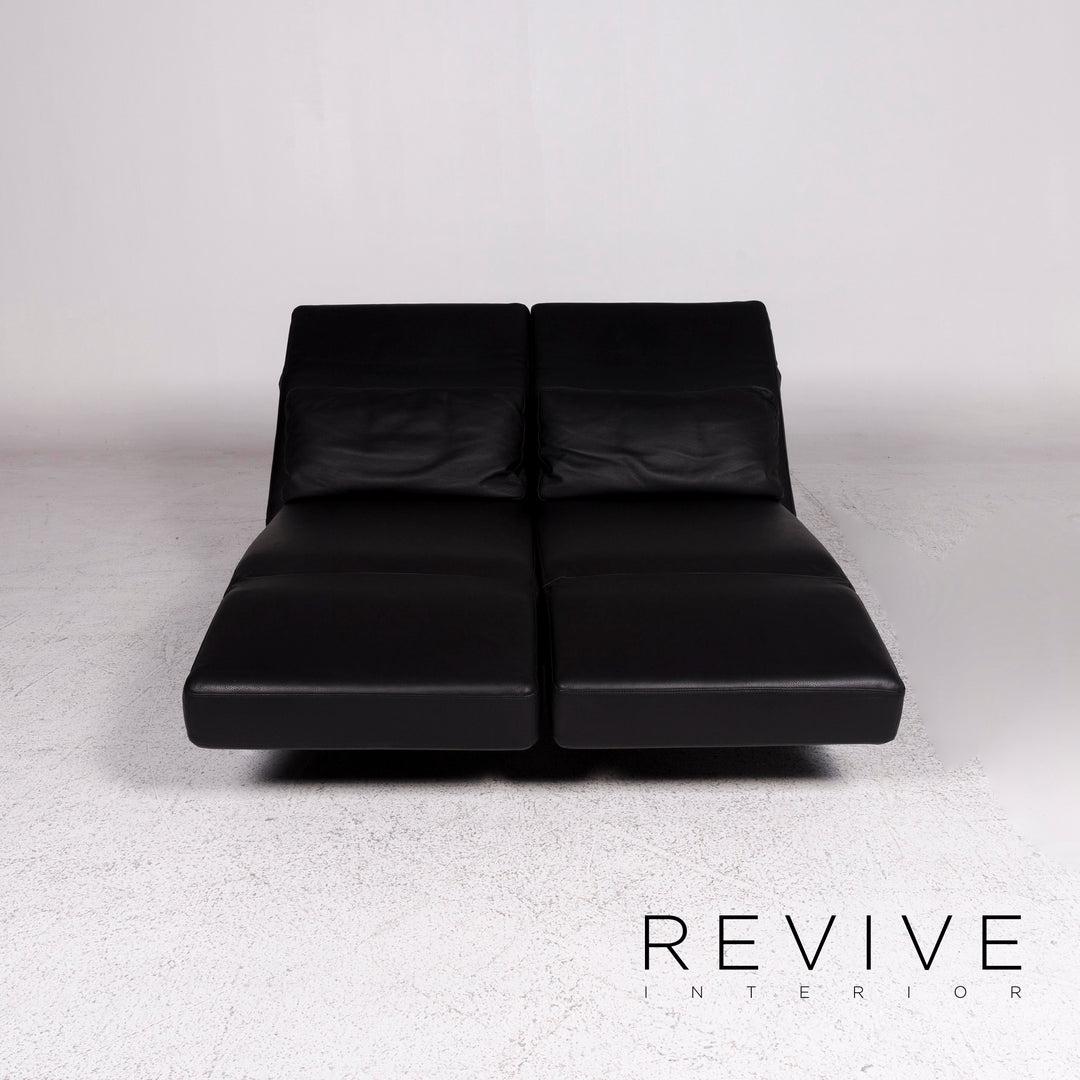 Brühl Moule Leder Sofa Schwarz Zweisitzer Relax Funktion Couch #10007