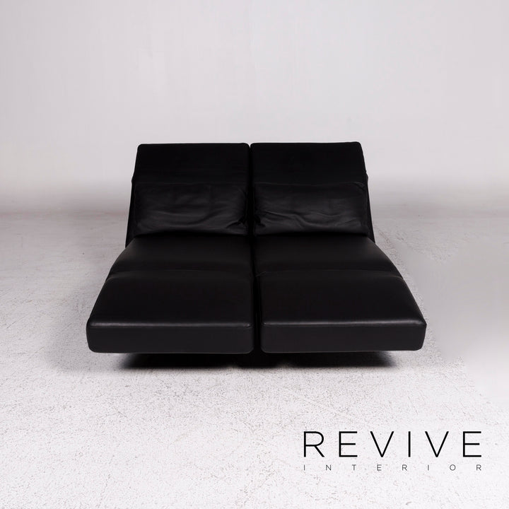 Brühl Moule Leder Sofa Schwarz Zweisitzer Relax Funktion Couch #10007