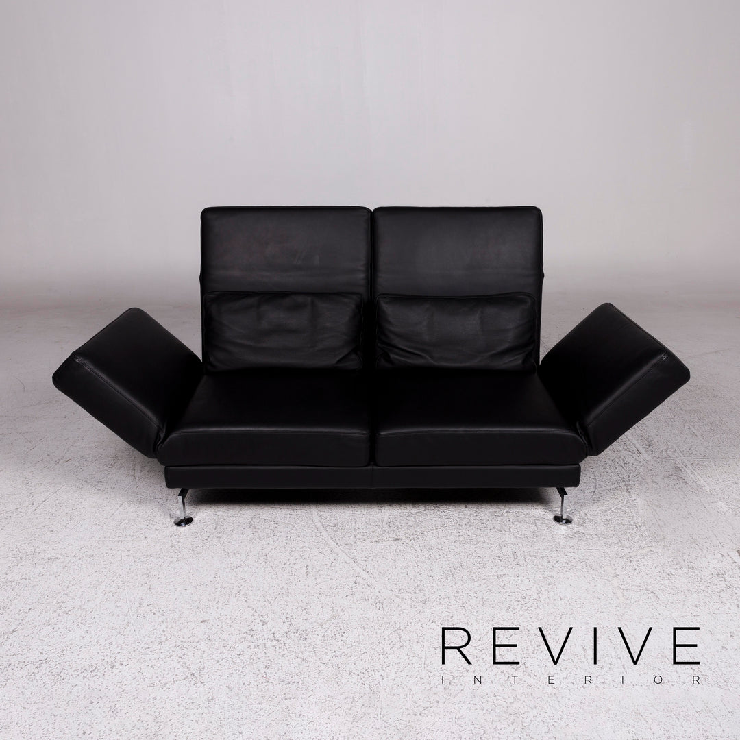 Brühl Moule Leder Sofa Schwarz Zweisitzer Relax Funktion Couch #10007