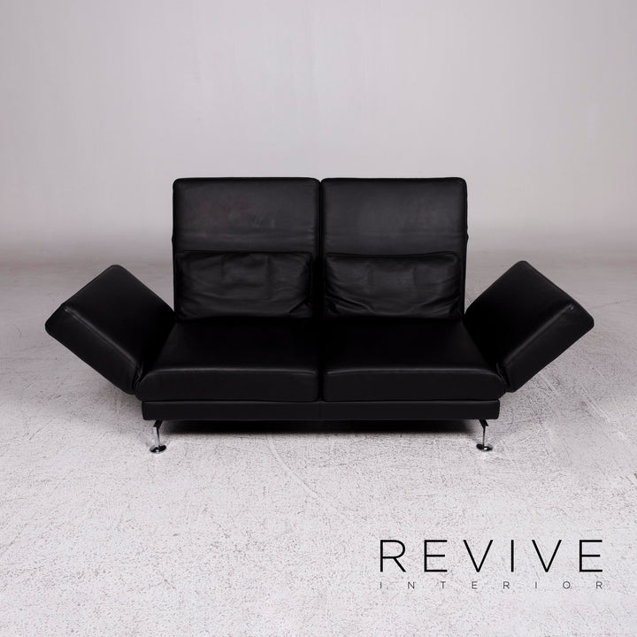 Brühl Moule Leder Sofa Schwarz Zweisitzer Relax Funktion Couch #10007