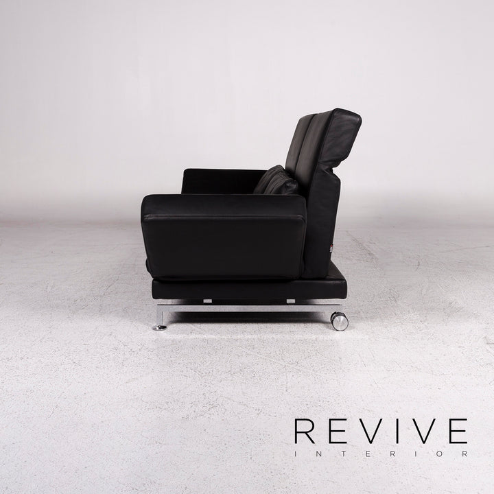 Brühl Moule Leder Sofa Schwarz Zweisitzer Relax Funktion Couch #10007