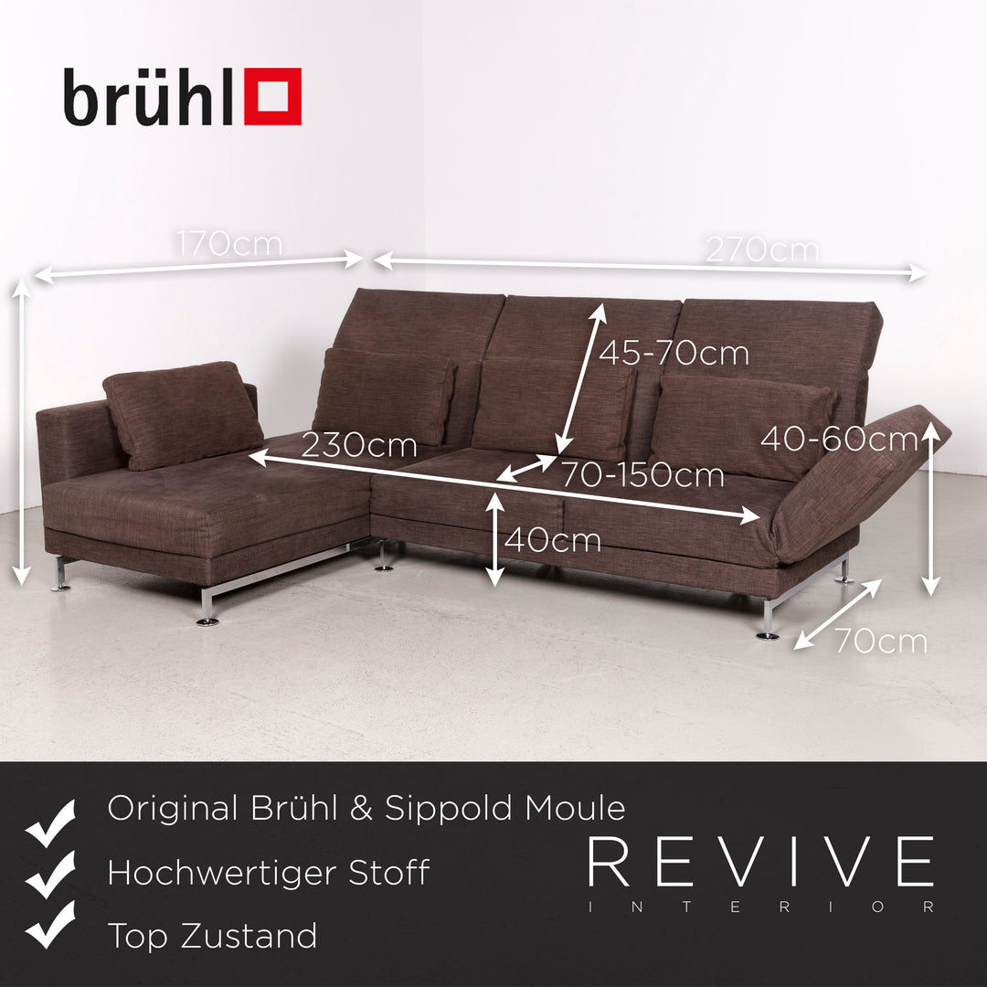 Brühl Moule Designer Stoff Ecksofa Braun Sofa Couch #7502