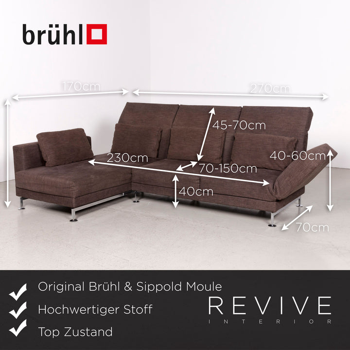 Brühl Moule Designer Stoff Ecksofa Hocker Garnitur Braun Sofa Couch #7727