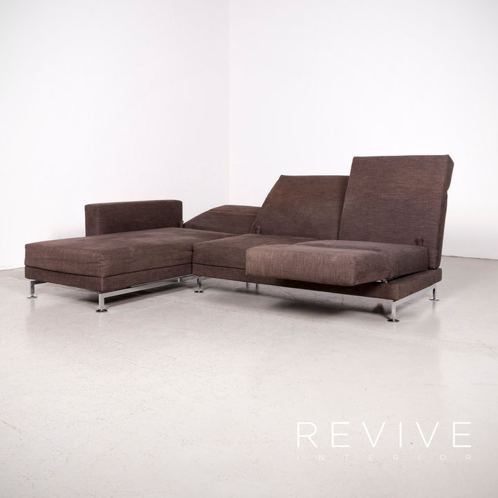 Brühl Moule Designer Stoff Ecksofa Hocker Garnitur Braun Sofa Couch #7727