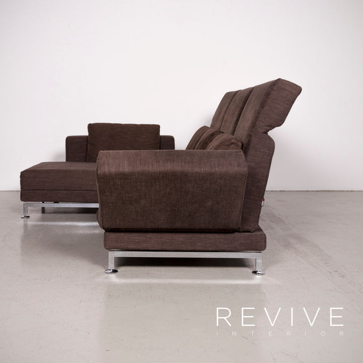 Brühl Moule Designer Stoff Ecksofa Hocker Garnitur Braun Sofa Couch #7727