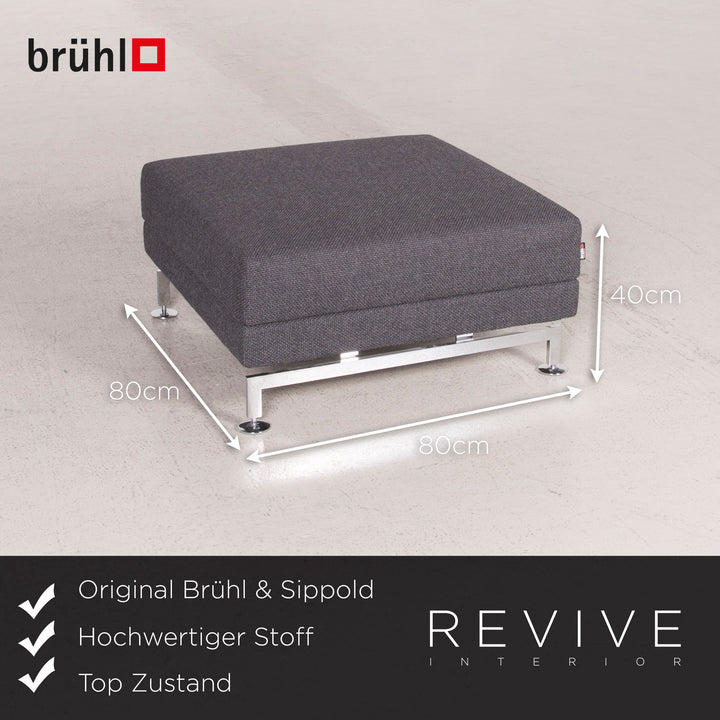 Brühl Moule Designer Stoff Sofa Grau Ecksofa Hocker Couch Chrom #8152