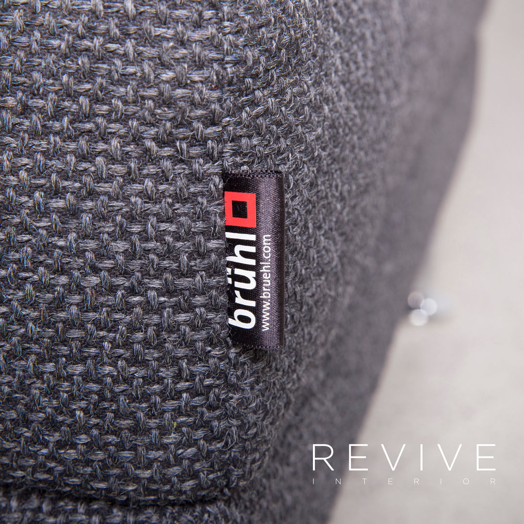 Brühl Moule Designer Stoff Sofa Grau Ecksofa Hocker Couch Chrom #8152