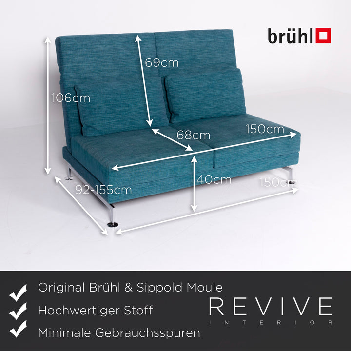 Brühl Moule Designer Stoff Sofa Blau Zweisitzer Couch Funktion #8424