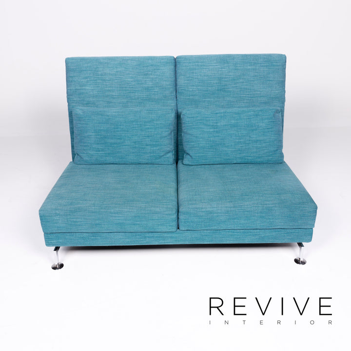 Brühl Moule Designer Stoff Sofa Blau Zweisitzer Couch Funktion #8424