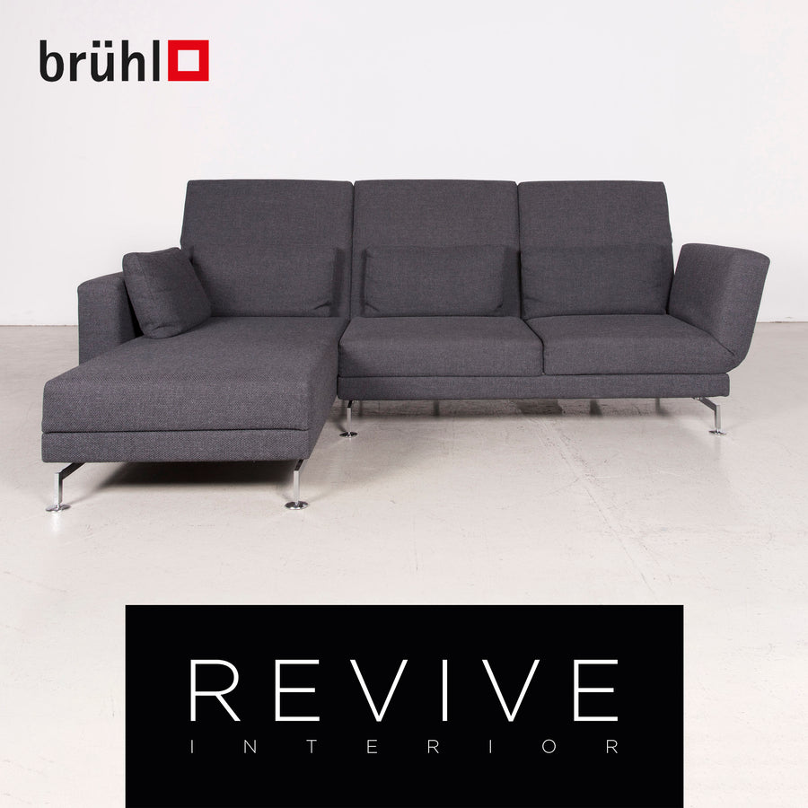 Brühl Moule Canapé design en tissu gris Canapé d'angle Chromé #7944