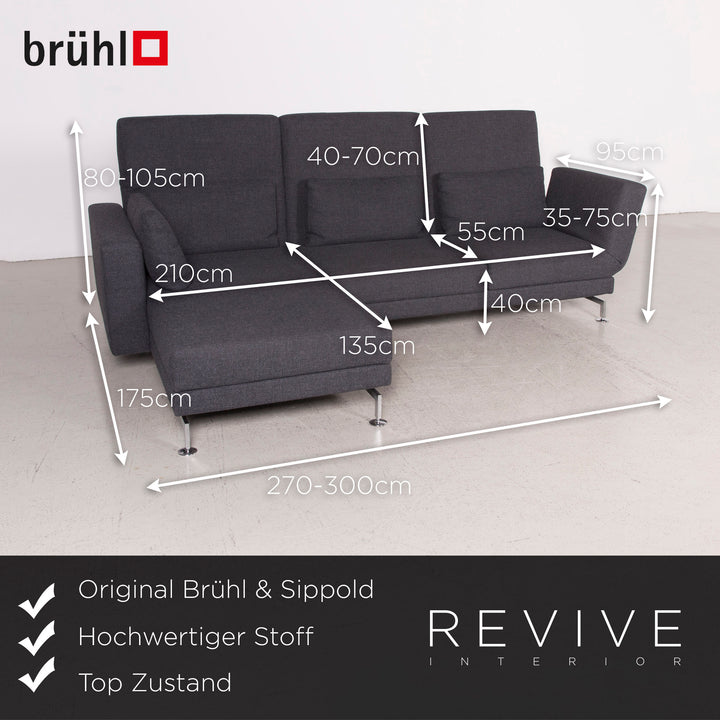 Brühl Moule Designer Stoff Sofa Grau Ecksofa Hocker Couch Chrom #8152