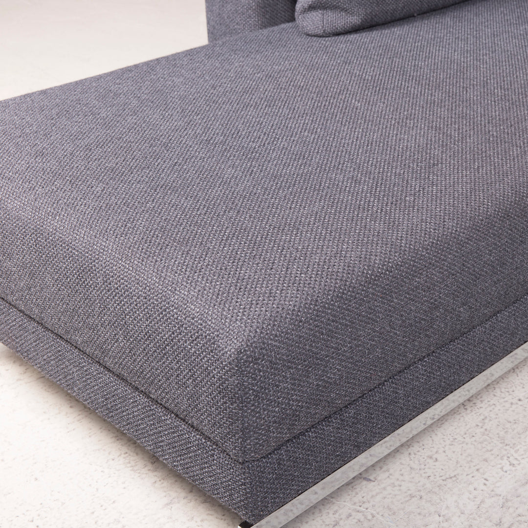 Brühl Moule Designer Stoff Sofa Grau Ecksofa Hocker Couch Chrom #8152