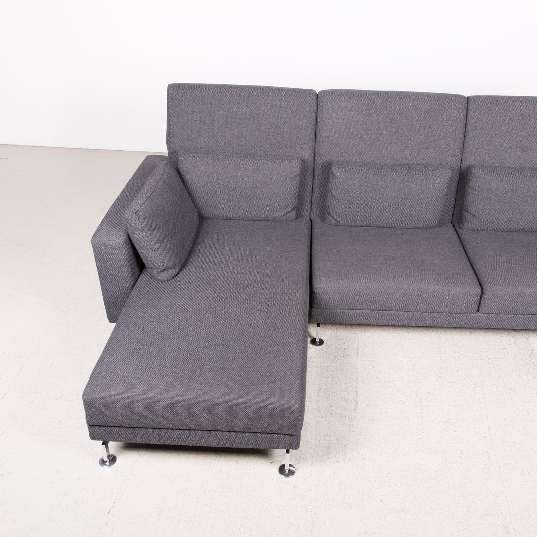 Brühl Moule Designer Stoff Sofa Grau Ecksofa Hocker Couch Chrom #8152