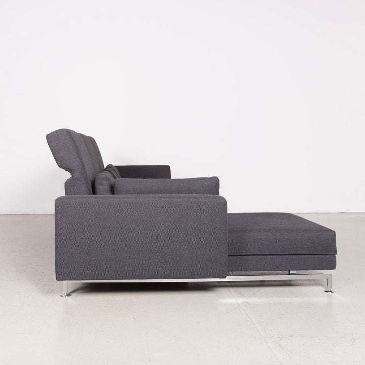 Brühl Moule Designer Stoff Sofa Grau Ecksofa Hocker Couch Chrom #8152