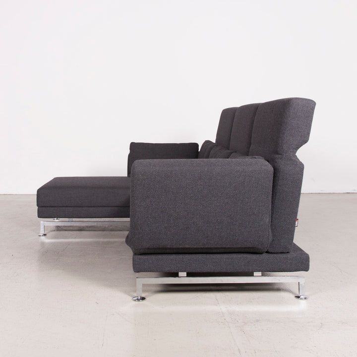 Brühl Moule Designer Stoff Sofa Grau Ecksofa Hocker Couch Chrom #8152