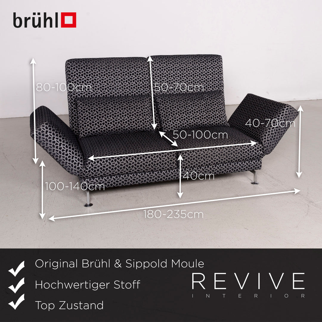 Brühl & Sippold Moule Designer Stoff Sofa Grau Zweisitzer Funktion Couch #7998