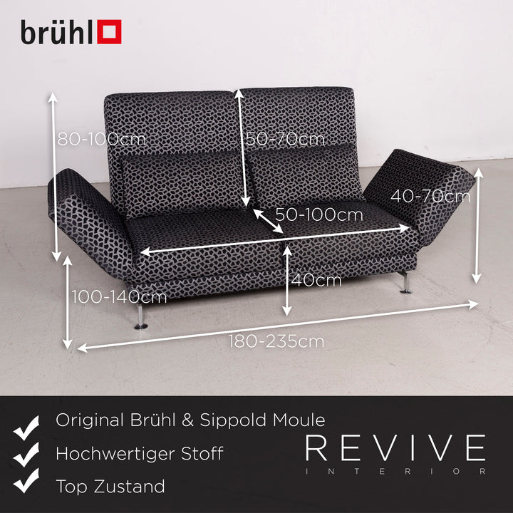 Brühl & Sippold Moule Designer Stoff Sofa Grau Zweisitzer Funktion Couch #7998