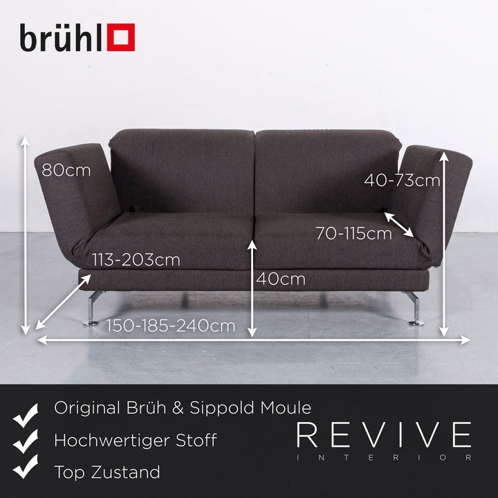 Brühl Moule Designer Stoff Sofa Grau Zweisitzer Couch Schlaffunktion #6117