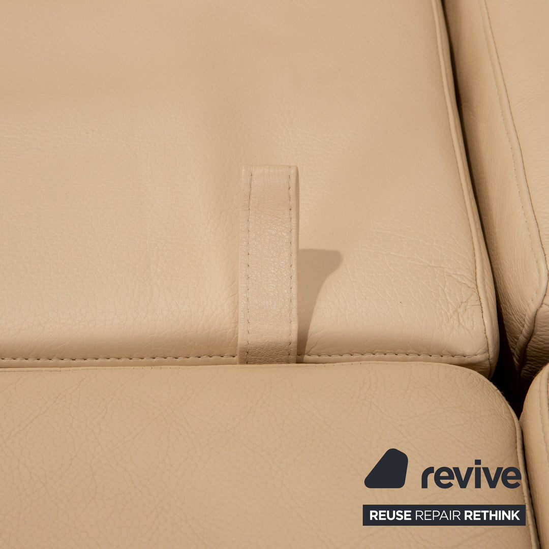 Brühl Moule Leder Ecksofa Beige Creme Schlafsofa Funktion Schlaffunktion Couch
