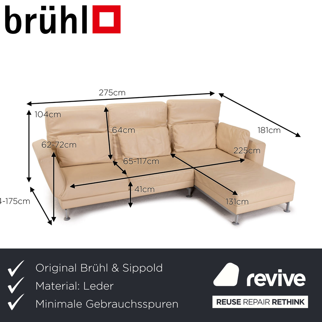 Brühl Moule Leder Ecksofa Beige Creme Schlafsofa Funktion Schlaffunktion Couch