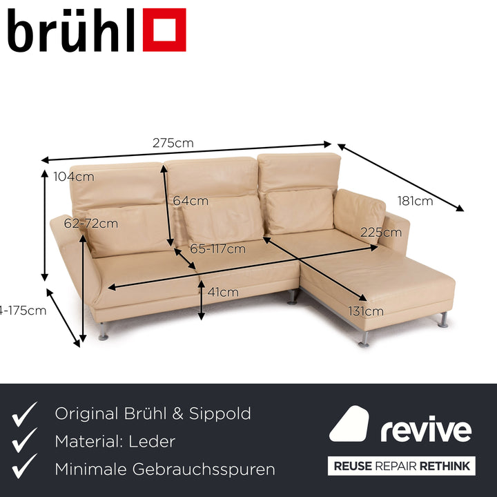Brühl Moule Leder Ecksofa Beige Creme Schlafsofa Funktion Schlaffunktion Couch