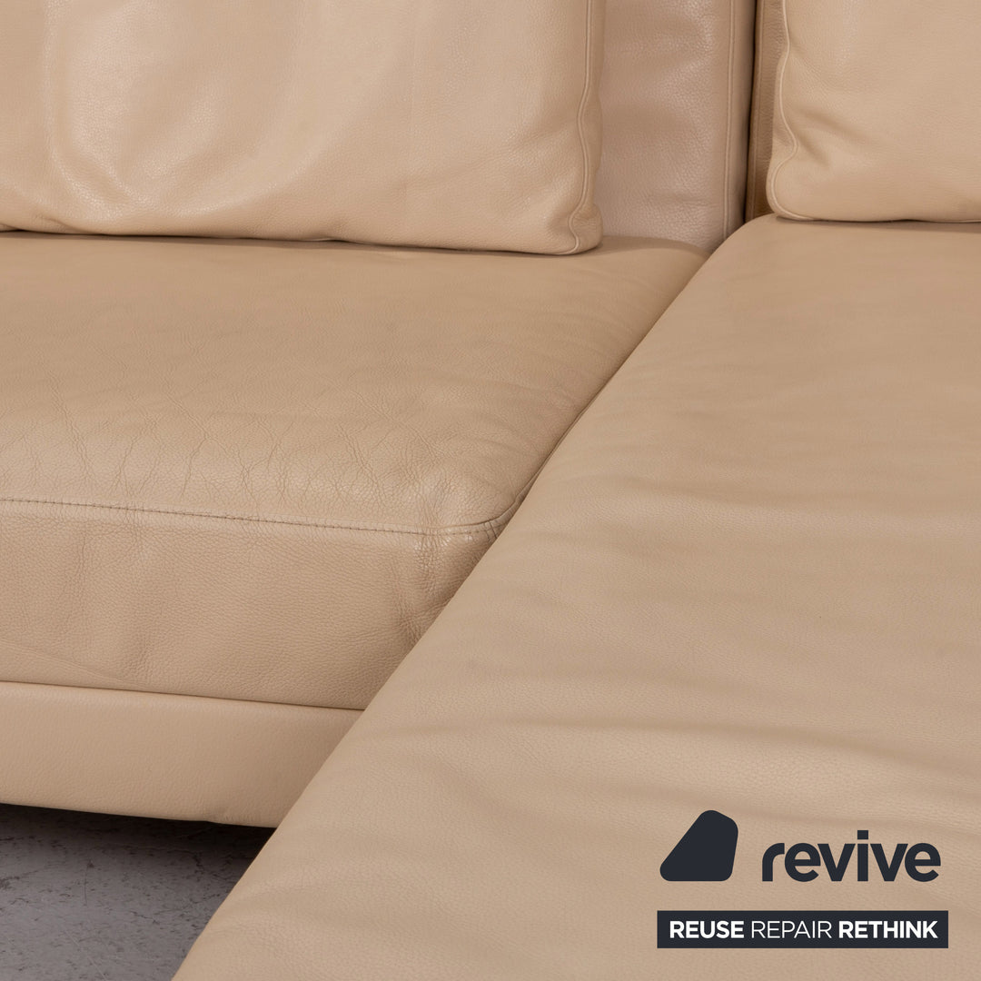 Brühl Moule Leder Ecksofa Beige Creme Schlafsofa Funktion Schlaffunktion Couch
