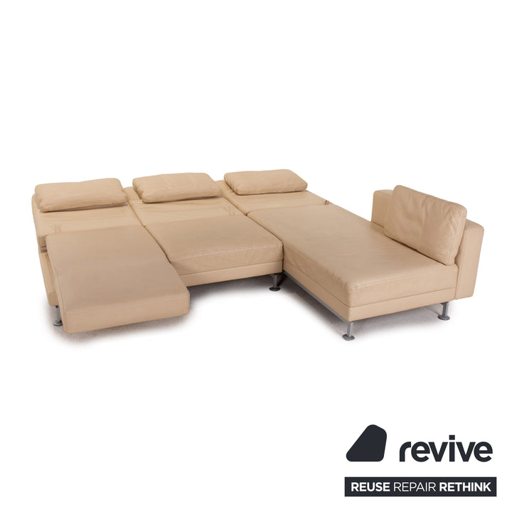 Brühl Moule Leder Ecksofa Beige Creme Schlafsofa Funktion Schlaffunktion Couch