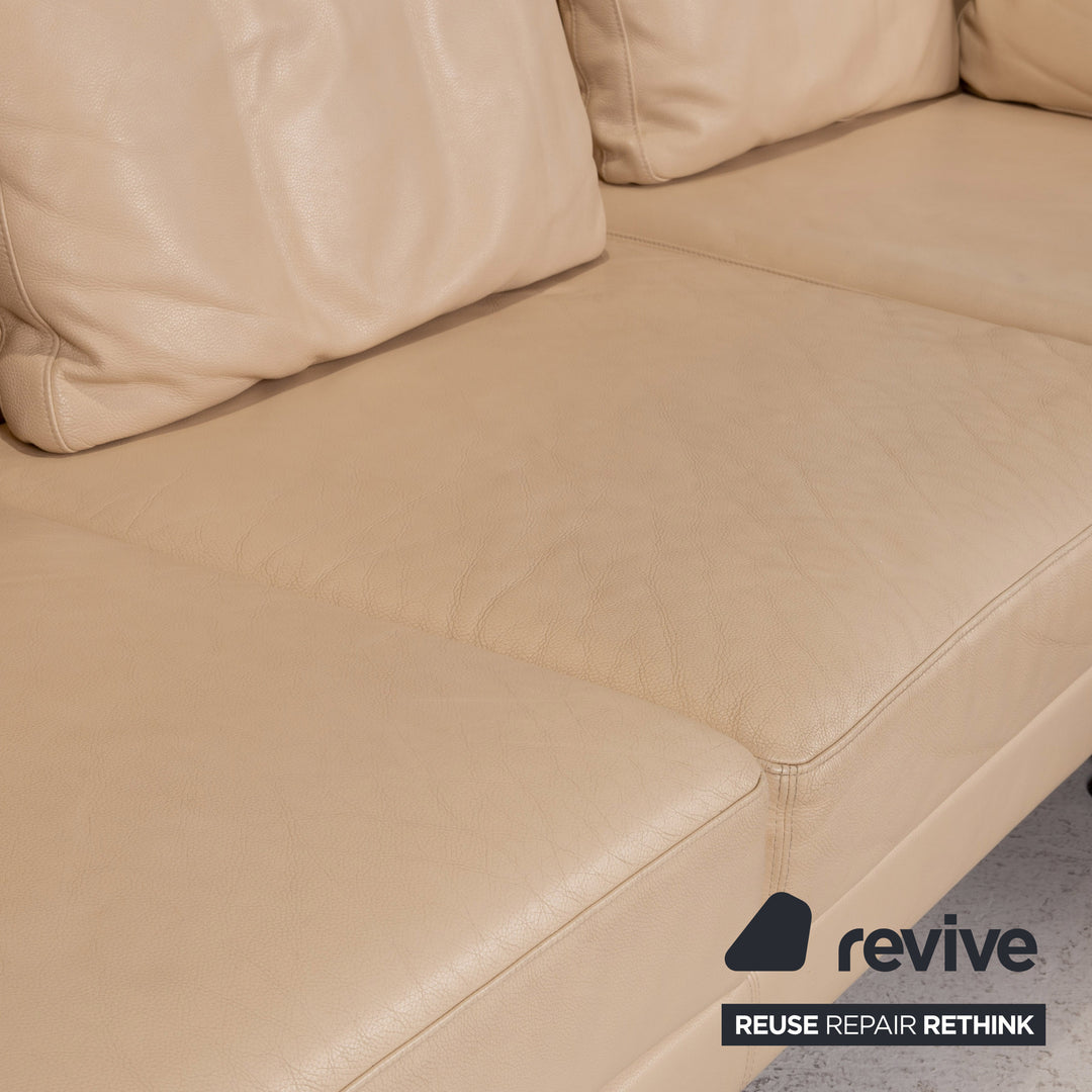 Brühl Moule Leder Ecksofa Beige Creme Schlafsofa Funktion Schlaffunktion Couch