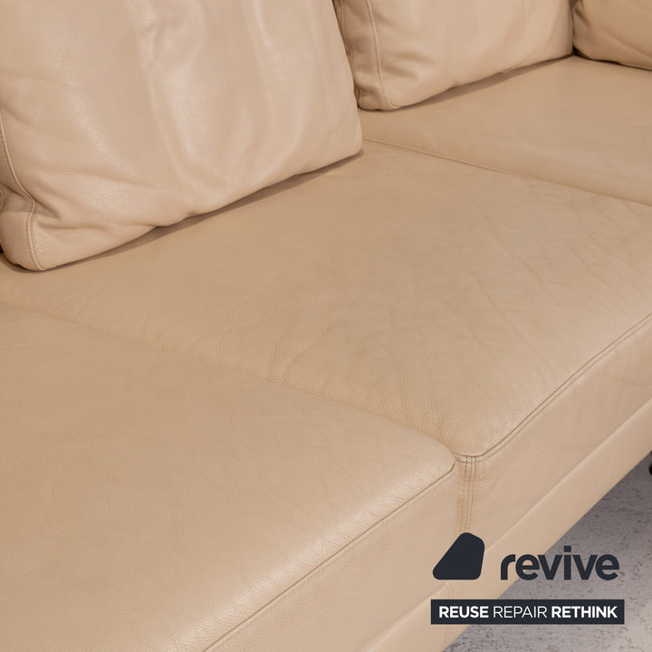 Brühl Moule Leder Ecksofa Beige Creme Schlafsofa Funktion Schlaffunktion Couch