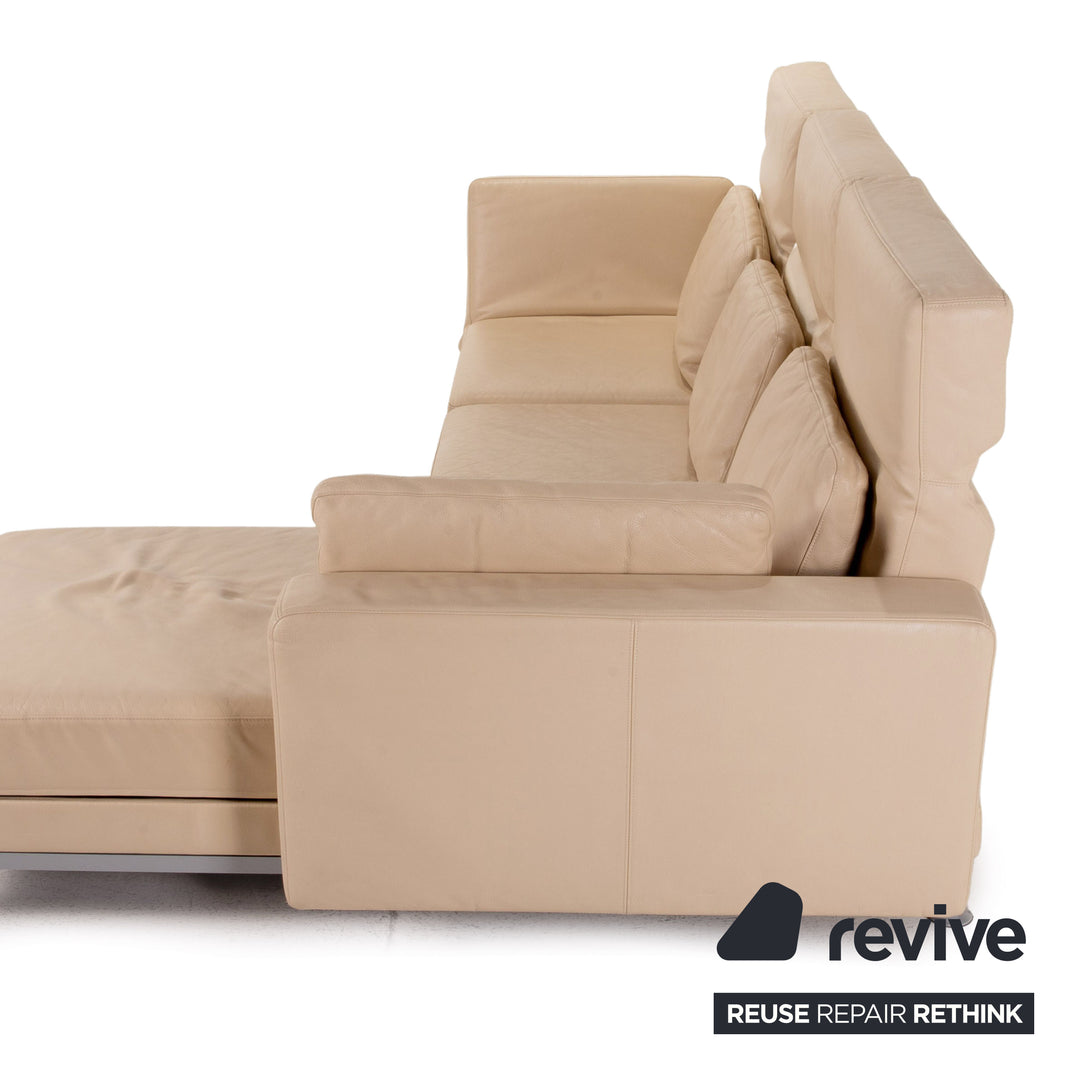 Brühl Moule Leder Ecksofa Beige Creme Schlafsofa Funktion Schlaffunktion Couch