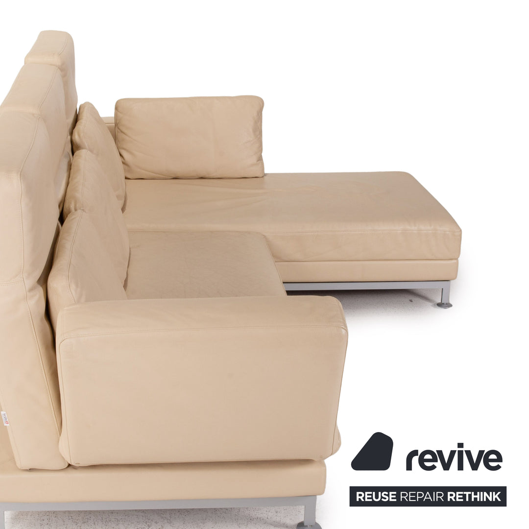 Brühl Moule Leder Ecksofa Beige Creme Schlafsofa Funktion Schlaffunktion Couch
