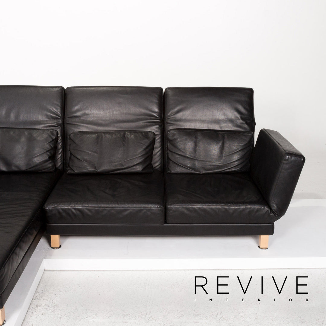 Brühl Moule Leder Ecksofa Schwarz Relaxfunktion Funktion Sofa Couch #13180