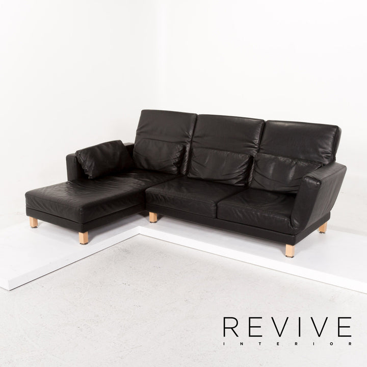 Brühl Moule Leder Ecksofa Schwarz Relaxfunktion Funktion Sofa Couch #13180