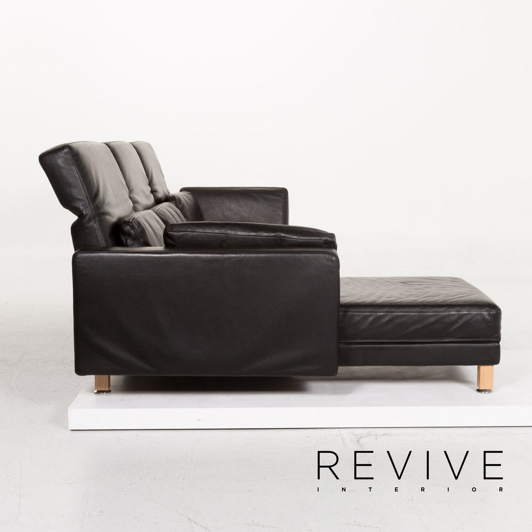 Brühl Moule Leder Ecksofa Schwarz Relaxfunktion Funktion Sofa Couch #13180