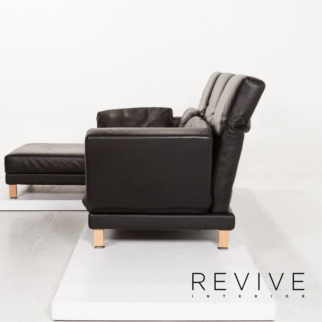 Brühl Moule Leder Ecksofa Schwarz Relaxfunktion Funktion Sofa Couch #13180