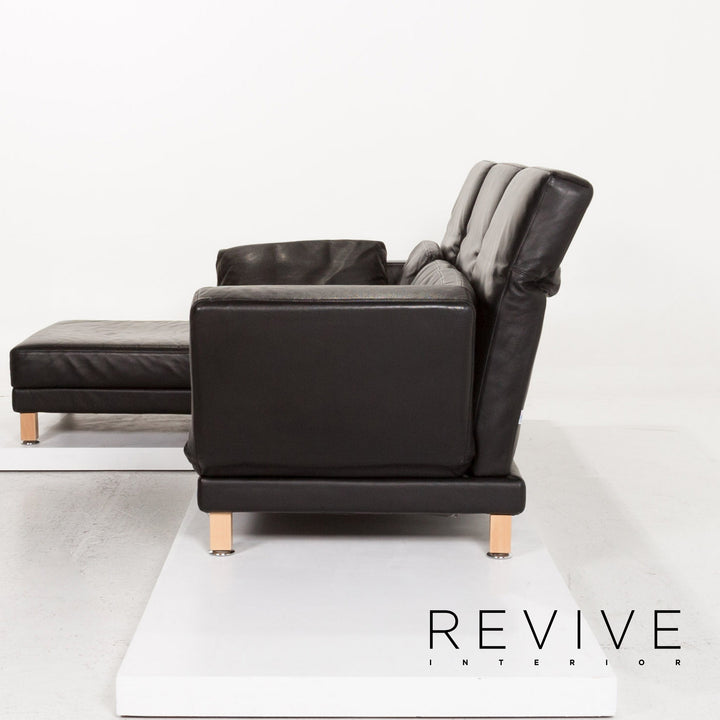 Brühl Moule Leder Ecksofa Schwarz Relaxfunktion Funktion Sofa Couch #13180