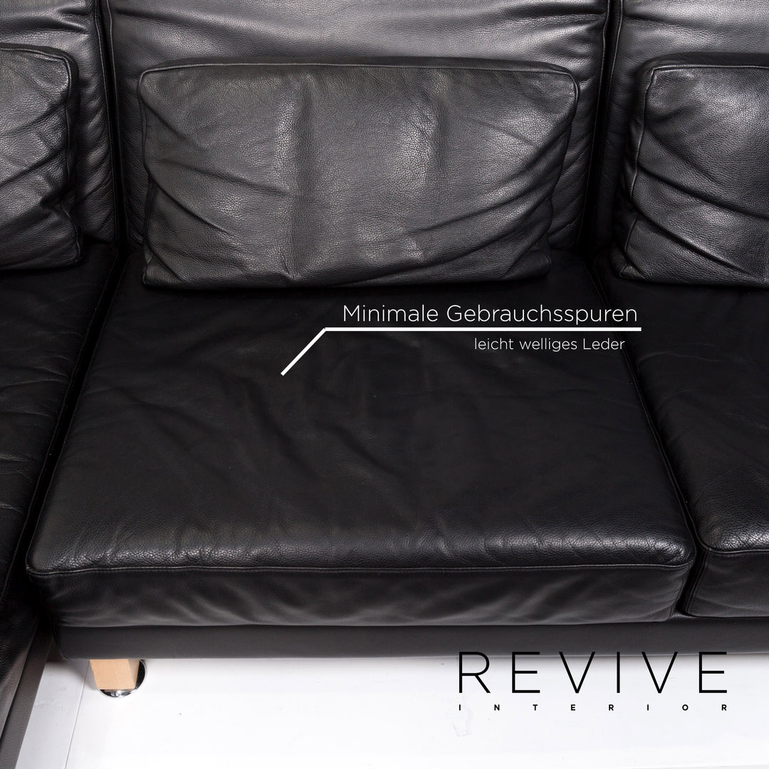 Brühl Moule Leder Ecksofa Schwarz Relaxfunktion Funktion Sofa Couch #13180