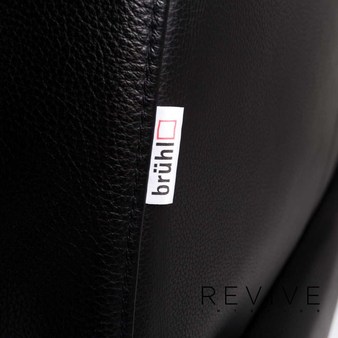 Brühl Moule Leder Ecksofa Schwarz Relaxfunktion Funktion Sofa Couch #13180