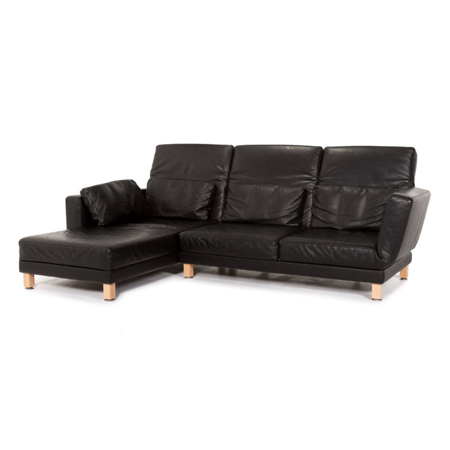 Brühl Moule Leder Ecksofa Schwarz Relaxfunktion Funktion Sofa Couch #13180