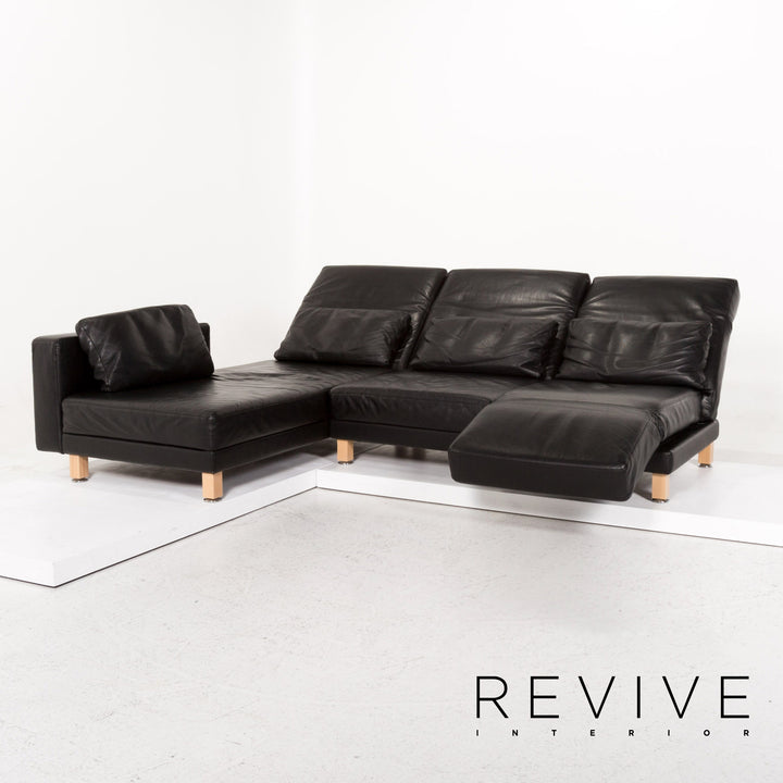 Brühl Moule Leder Ecksofa Schwarz Relaxfunktion Funktion Sofa Couch #13180