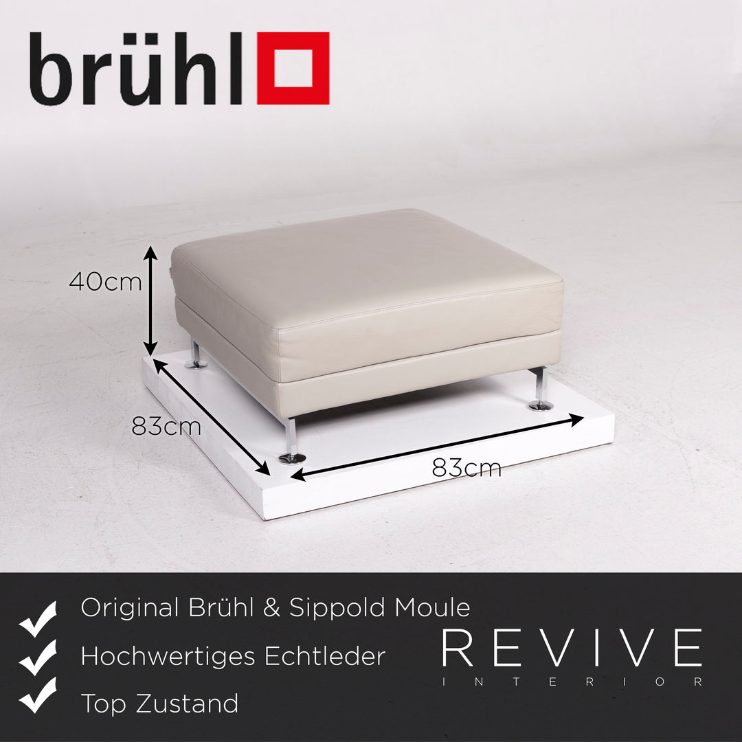 Brühl & Sippold Moule Leder Sofa Garnitur Grau 2x Zweisitzer 2x Hocker Funktion Relaxfunktion Couch #11887
