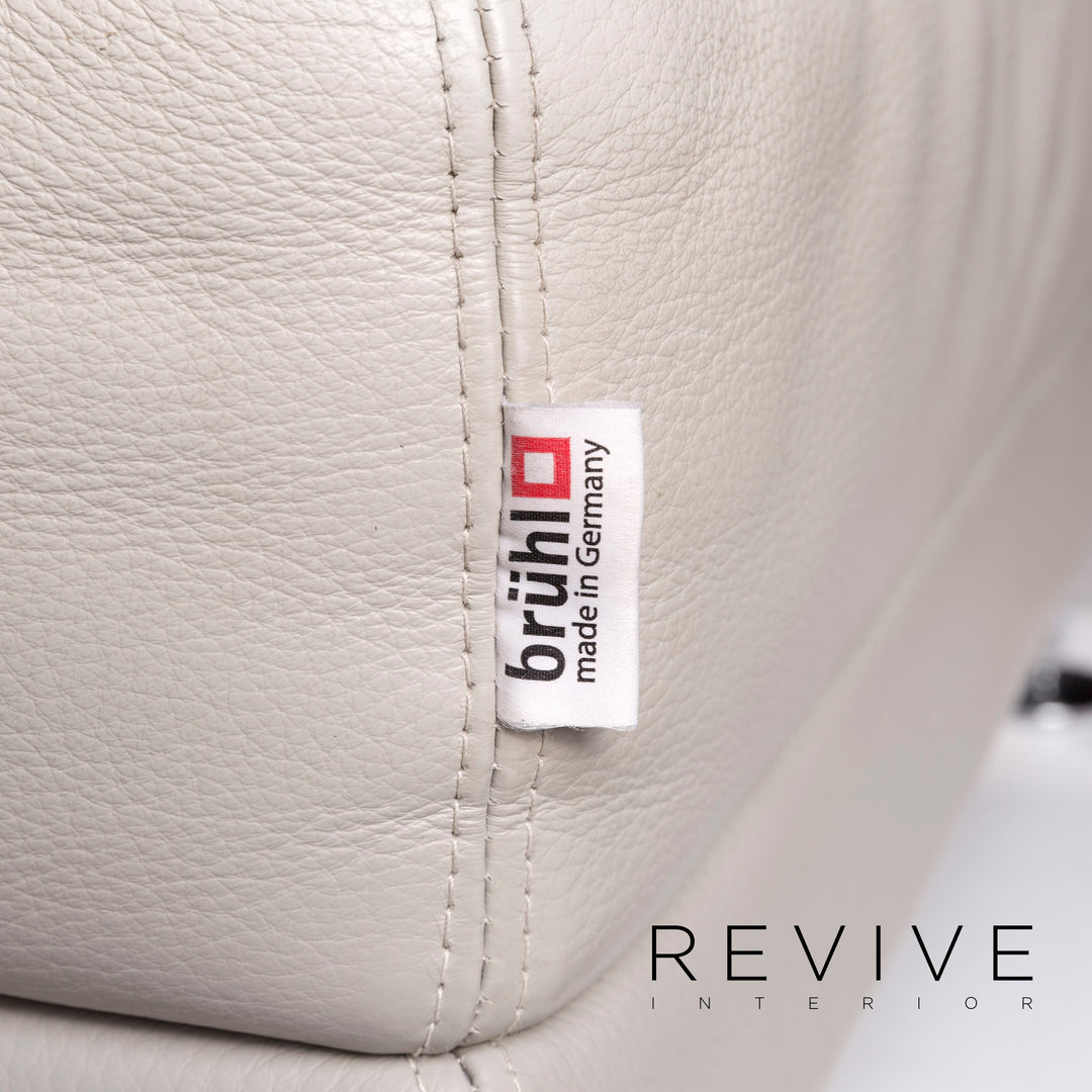 Brühl & Sippold Moule Leder Sofa Garnitur Grau 2x Zweisitzer 2x Hocker Funktion Relaxfunktion Couch #11887