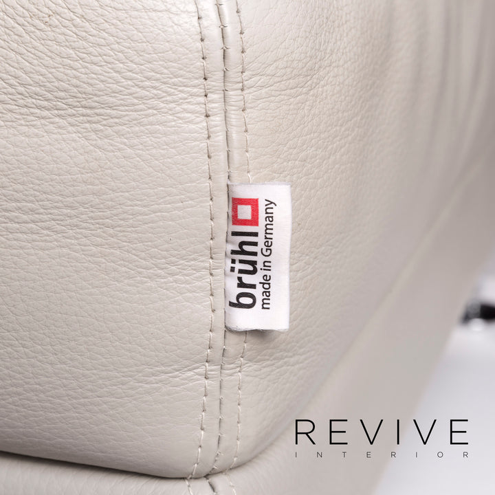 Brühl & Sippold Moule Leder Sofa Garnitur Grau 2x Zweisitzer 2x Hocker Funktion Relaxfunktion Couch #11887