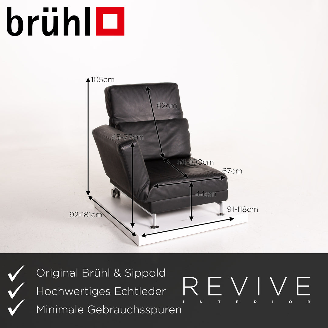 Brühl & Sippold Moule chaise longue en cuir noir fonction relaxation fonction sommeil #14278