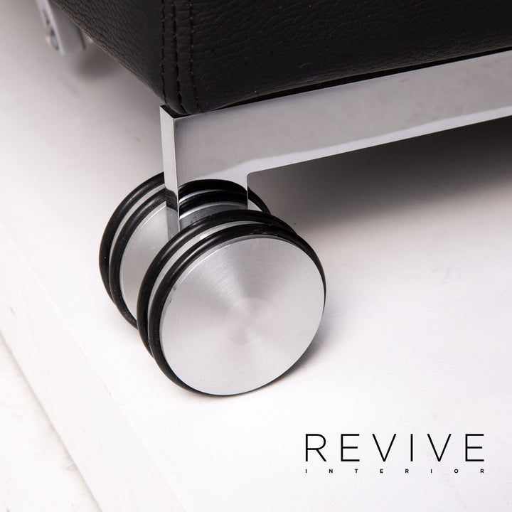 Brühl & Sippold Moule chaise longue en cuir noir fonction relaxation fonction sommeil #14278