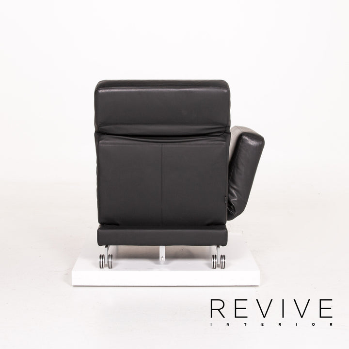 Brühl & Sippold Moule chaise longue en cuir noir fonction relaxation fonction sommeil #14278