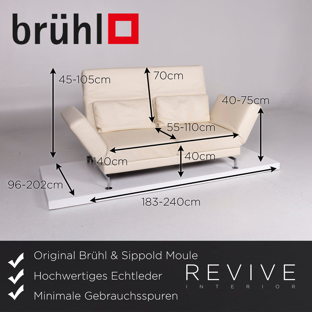 Brühl Moule Leder Schlafsofa Creme Sofa Relafunktion Funktion Couch #10769