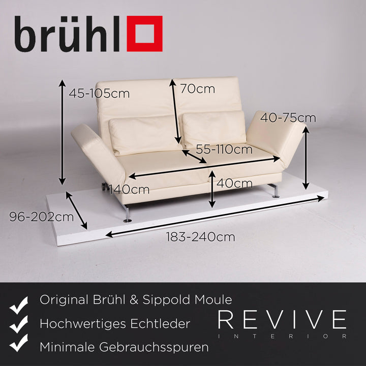 Brühl Moule Leder Schlafsofa Creme Sofa Relafunktion Funktion Couch #10769