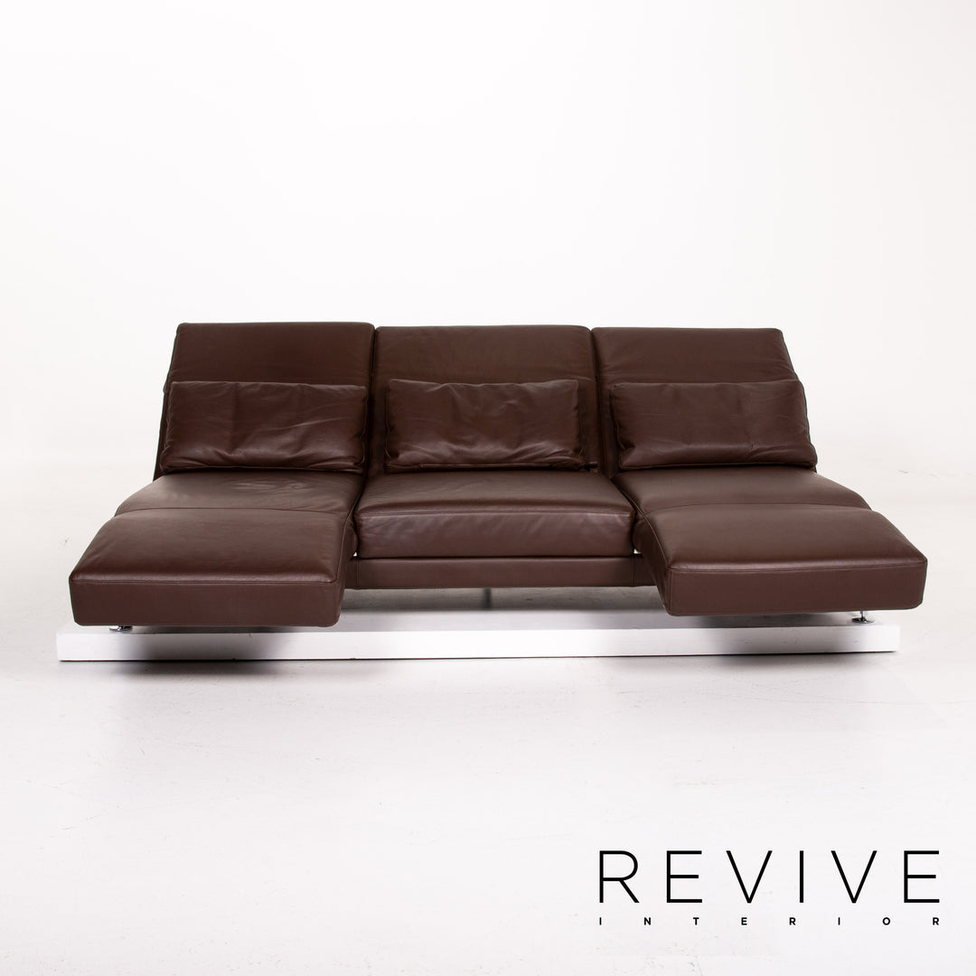 Brühl & Sippold Moule Leder Sofa Braun Dreisitzer Funktion Relaxfunktion Couch #14205