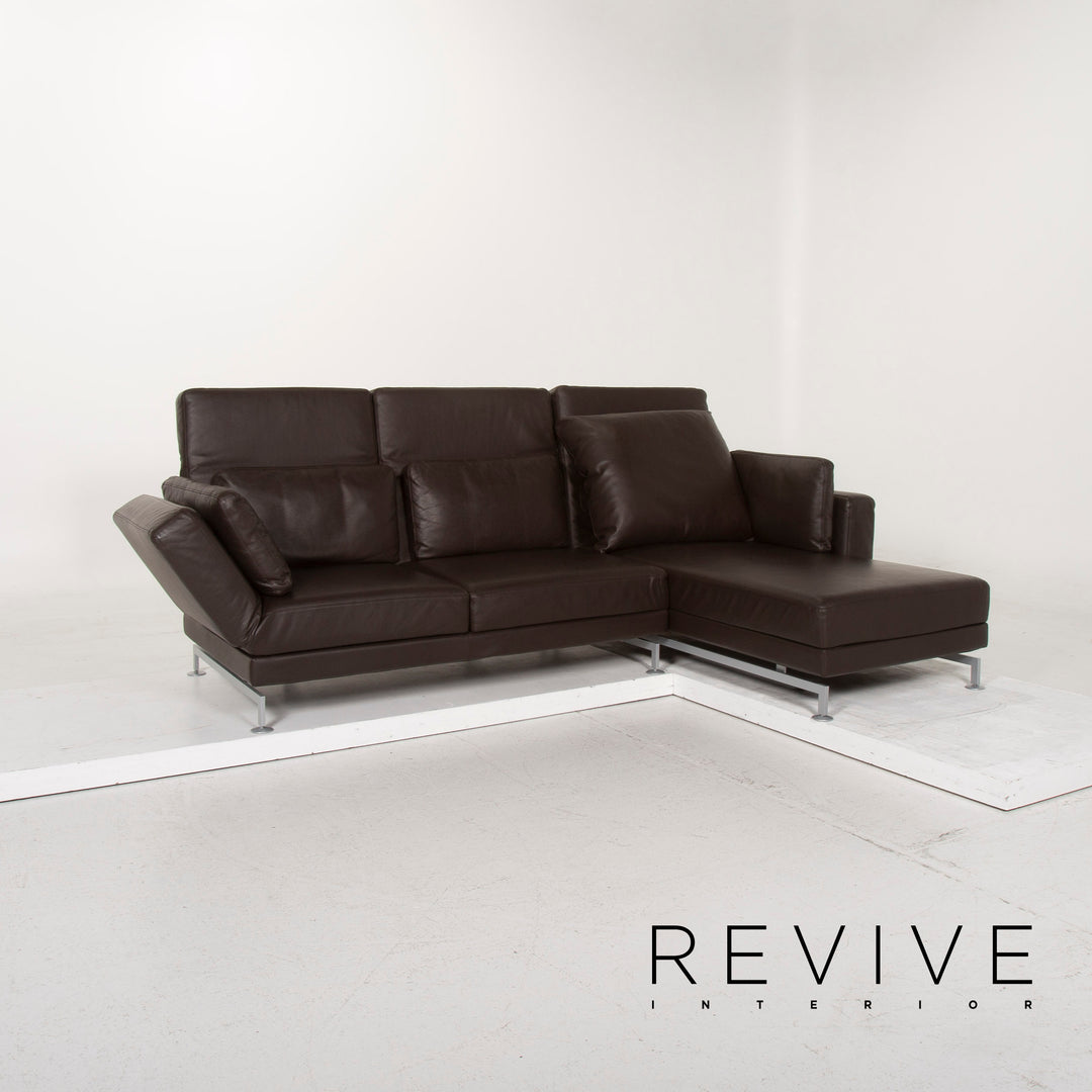 Brühl Moule Leder Sofa Braun Ecksofa Dunkelbraun inkl. Hocker Funktion #14934
